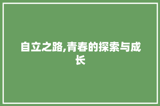 自立之路,青春的探索与成长