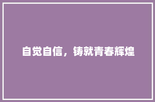 自觉自信，铸就青春辉煌