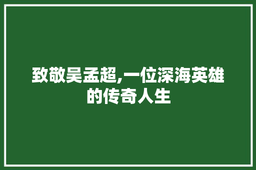 致敬吴孟超,一位深海英雄的传奇人生