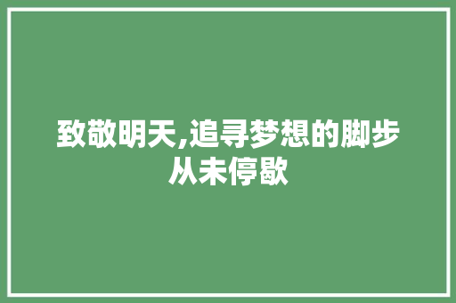 致敬明天,追寻梦想的脚步从未停歇