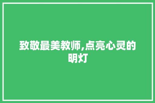 致敬最美教师,点亮心灵的明灯