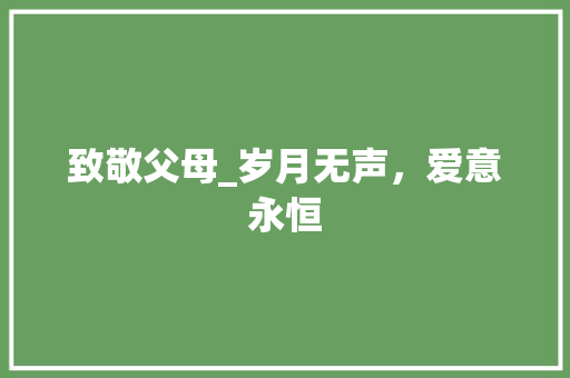 致敬父母_岁月无声，爱意永恒