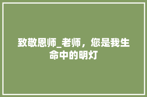 致敬恩师_老师，您是我生命中的明灯