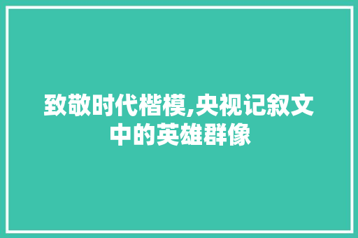 致敬时代楷模,央视记叙文中的英雄群像