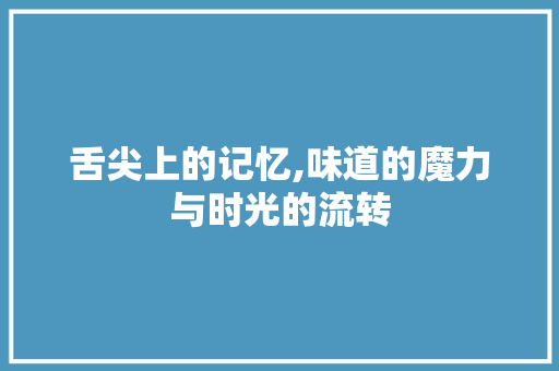 舌尖上的记忆,味道的魔力与时光的流转