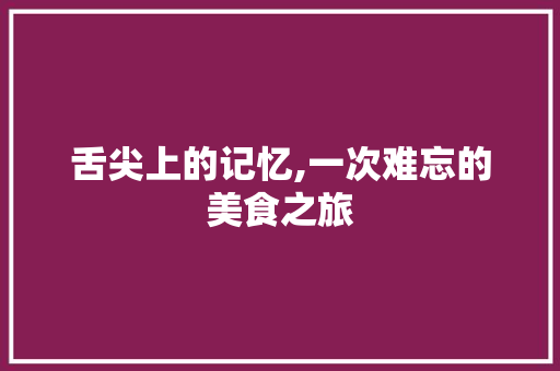 舌尖上的记忆,一次难忘的美食之旅