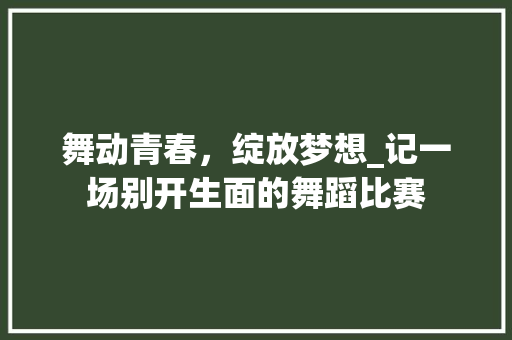 舞动青春，绽放梦想_记一场别开生面的舞蹈比赛