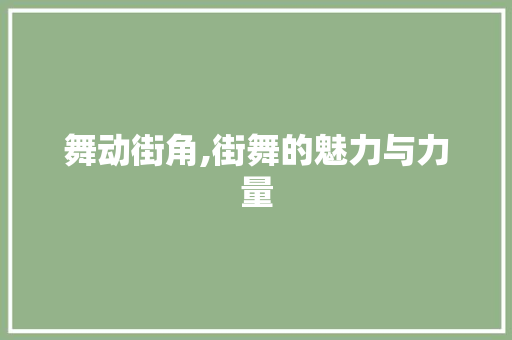 舞动街角,街舞的魅力与力量