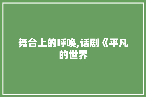 舞台上的呼唤,话剧《平凡的世界