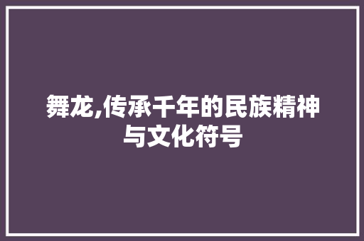 舞龙,传承千年的民族精神与文化符号