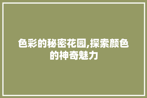 色彩的秘密花园,探索颜色的神奇魅力