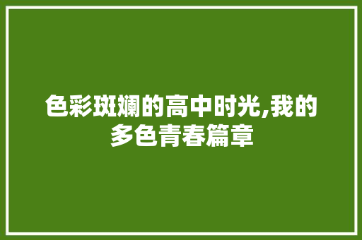 色彩斑斓的高中时光,我的多色青春篇章