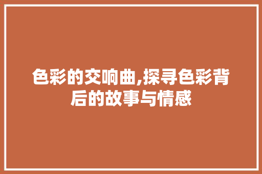 色彩的交响曲,探寻色彩背后的故事与情感