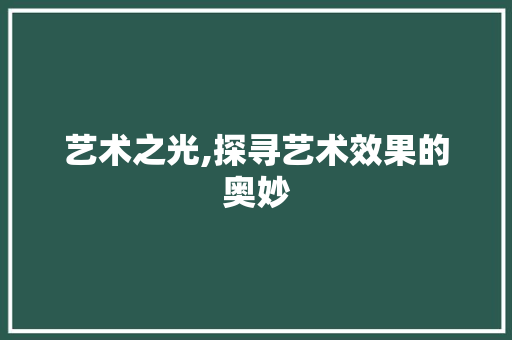 艺术之光,探寻艺术效果的奥妙