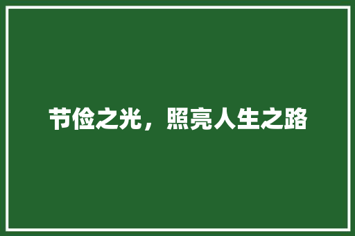 节俭之光，照亮人生之路