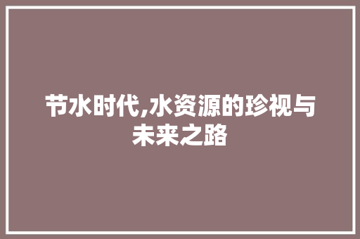 节水时代,水资源的珍视与未来之路