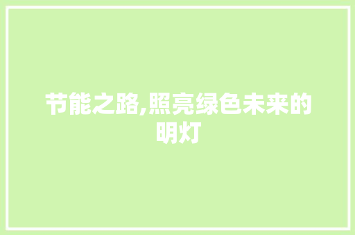 节能之路,照亮绿色未来的明灯