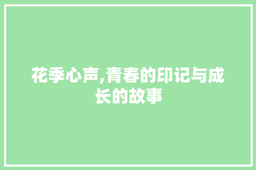 花季心声,青春的印记与成长的故事