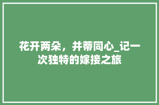 花开两朵，并蒂同心_记一次独特的嫁接之旅