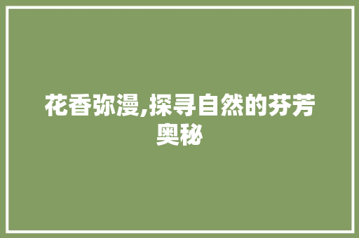 花香弥漫,探寻自然的芬芳奥秘