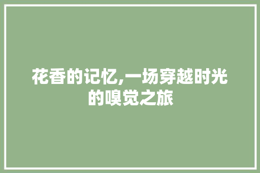 花香的记忆,一场穿越时光的嗅觉之旅