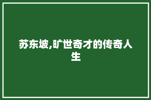 苏东坡,旷世奇才的传奇人生