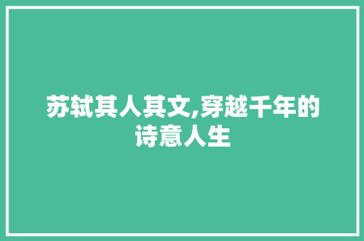 苏轼其人其文,穿越千年的诗意人生