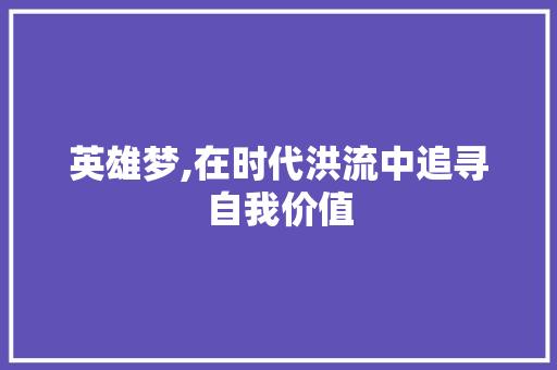 英雄梦,在时代洪流中追寻自我价值