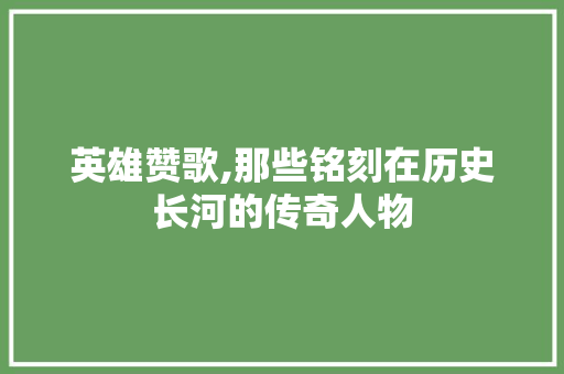 英雄赞歌,那些铭刻在历史长河的传奇人物