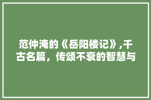 范仲淹的《岳阳楼记》,千古名篇，传颂不衰的智慧与情怀