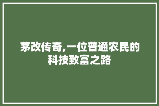 茅改传奇,一位普通农民的科技致富之路