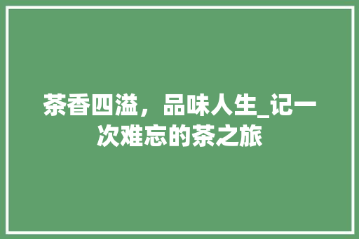 茶香四溢，品味人生_记一次难忘的茶之旅