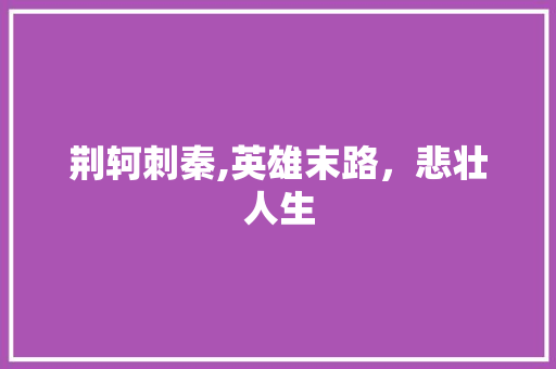 荆轲刺秦,英雄末路，悲壮人生