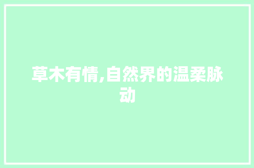 草木有情,自然界的温柔脉动