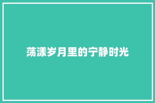 荡漾岁月里的宁静时光