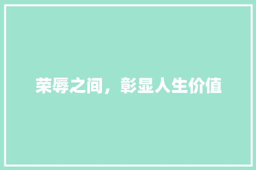 荣辱之间，彰显人生价值