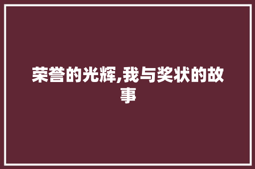 荣誉的光辉,我与奖状的故事