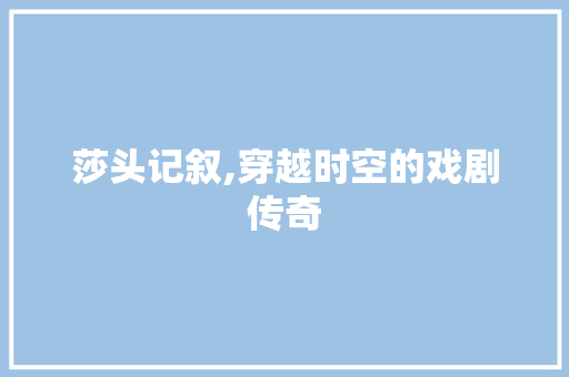 莎头记叙,穿越时空的戏剧传奇