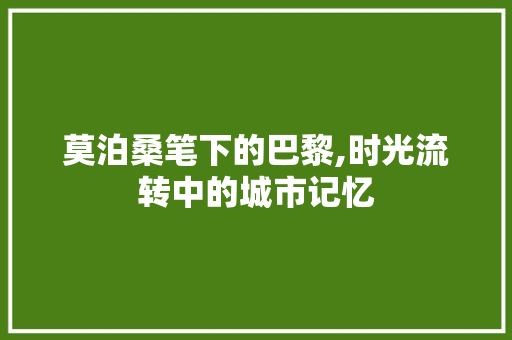 莫泊桑笔下的巴黎,时光流转中的城市记忆