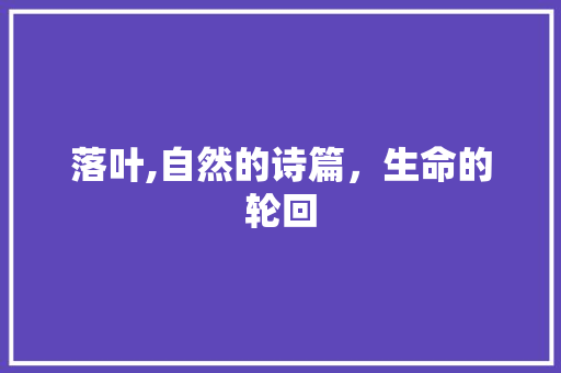 落叶,自然的诗篇，生命的轮回