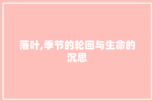 落叶,季节的轮回与生命的沉思