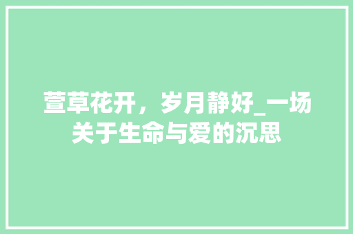 萱草花开，岁月静好_一场关于生命与爱的沉思