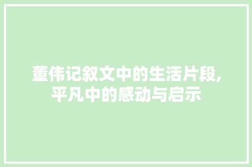 董伟记叙文中的生活片段,平凡中的感动与启示