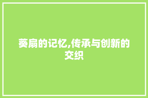 葵扇的记忆,传承与创新的交织