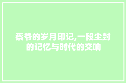 蔡爷的岁月印记,一段尘封的记忆与时代的交响