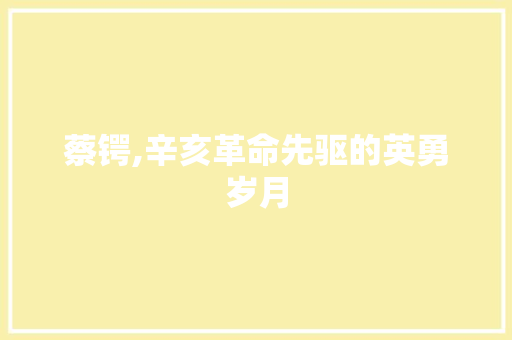 蔡锷,辛亥革命先驱的英勇岁月