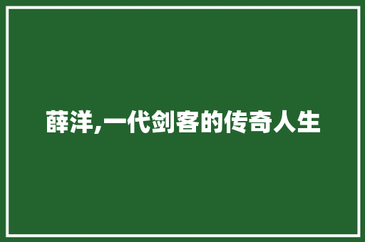 薛洋,一代剑客的传奇人生