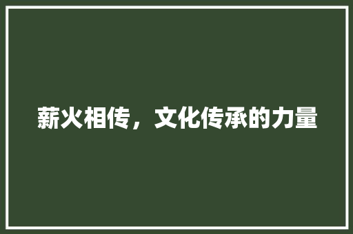 薪火相传，文化传承的力量