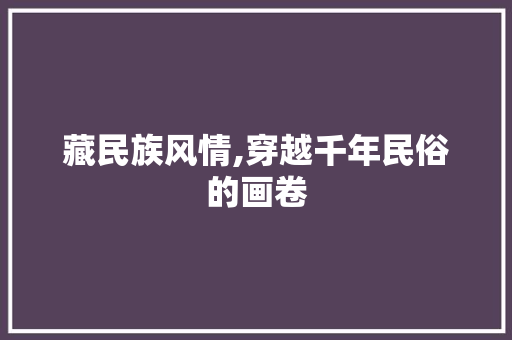 藏民族风情,穿越千年民俗的画卷