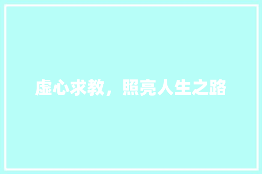 虚心求教，照亮人生之路